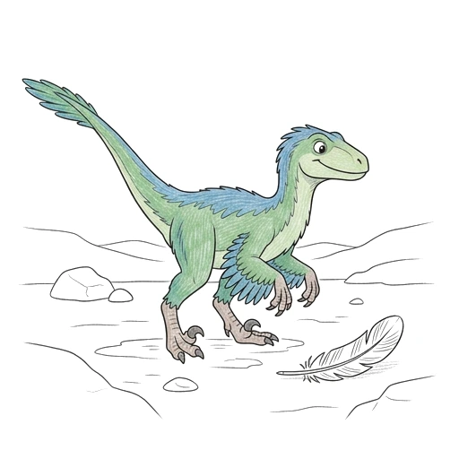 Velociraptor Feather Find, colored example