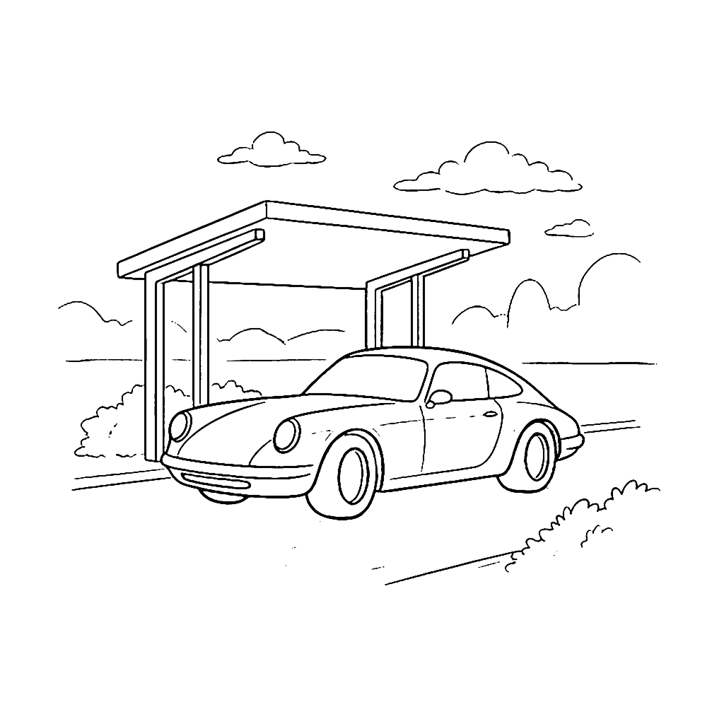 Silver Grand Tourer coloring page outline