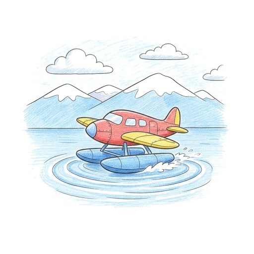 Seaplane Lake Landing, colored example