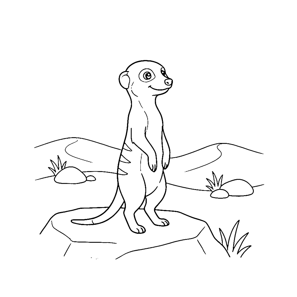 Meerkat Lookout Rock coloring page outline