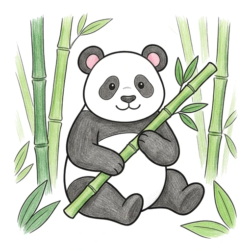 Panda Bamboo Snack, colored example