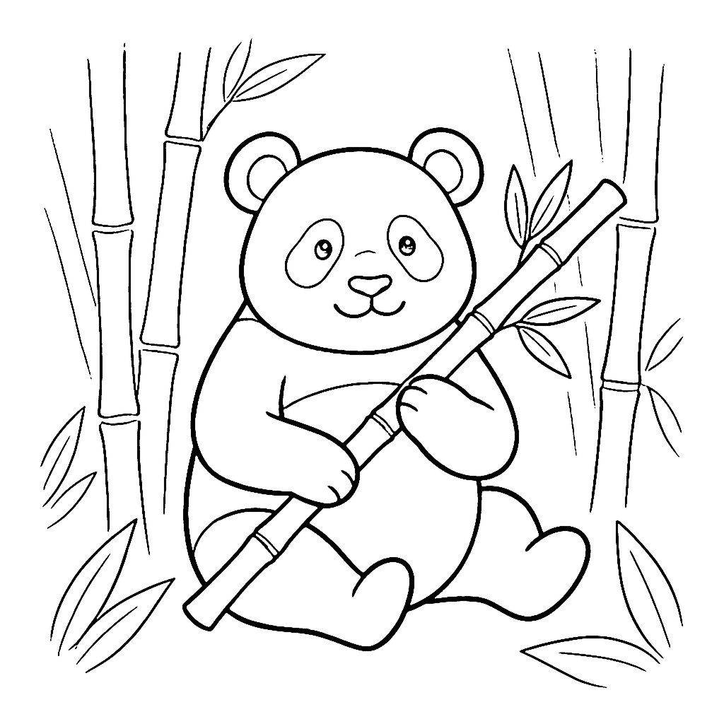Panda Bamboo Snack coloring page outline