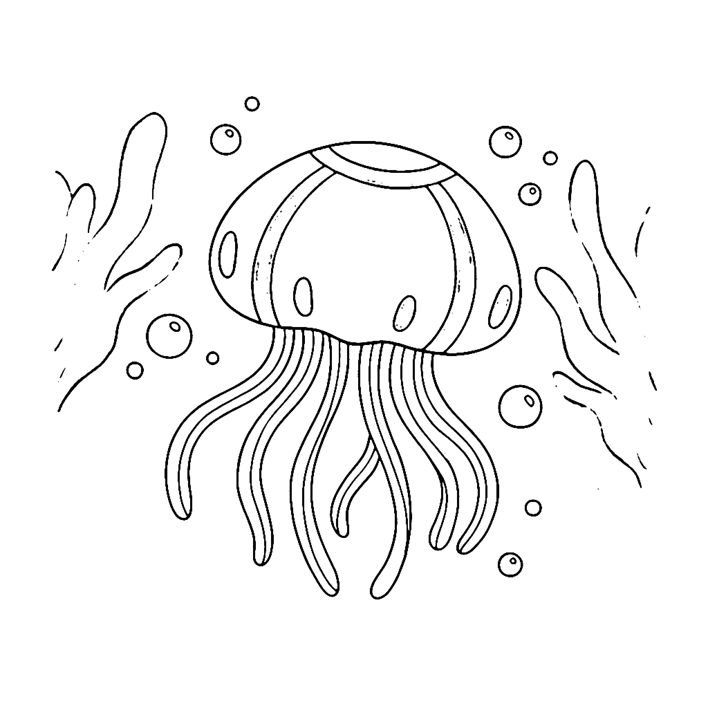 Jellyfish Drift coloring page outline