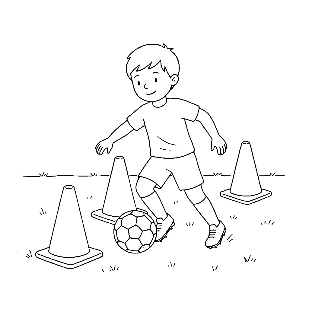 Soccer Dribble Course coloring page outline