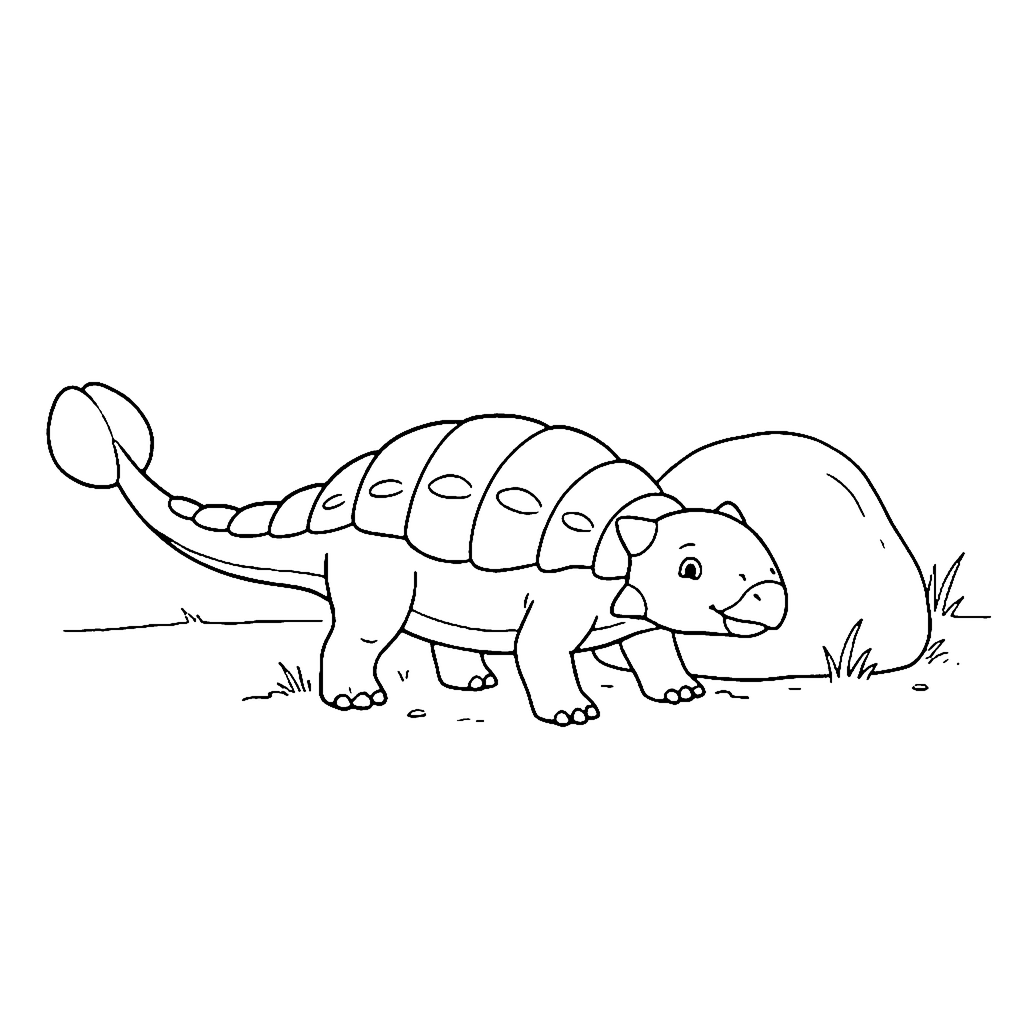 Ankylosaurus coloring page: Ankylosaurus Rock Rest, outline to print