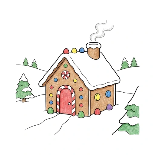 Gingerbread Cottage, colored example