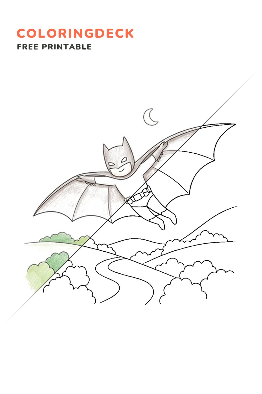 Sky Glider Patrol coloring page, free printable: half colored, half outline