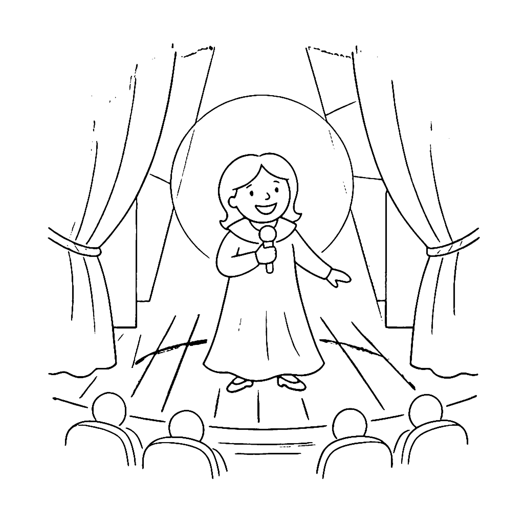 Opera Stage Singer coloring page outline