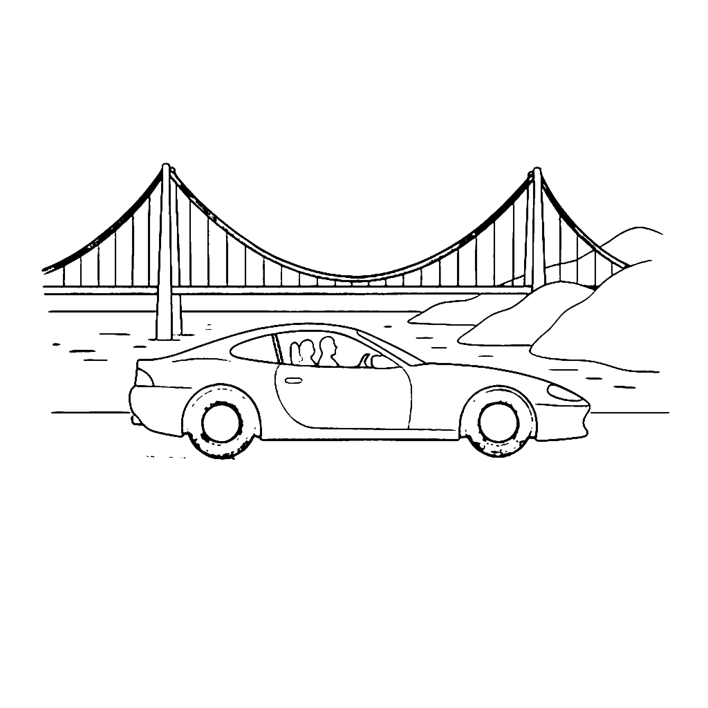 Ferrari Bridge Crossing coloring page outline