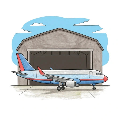 Jet At Hangar, colored example