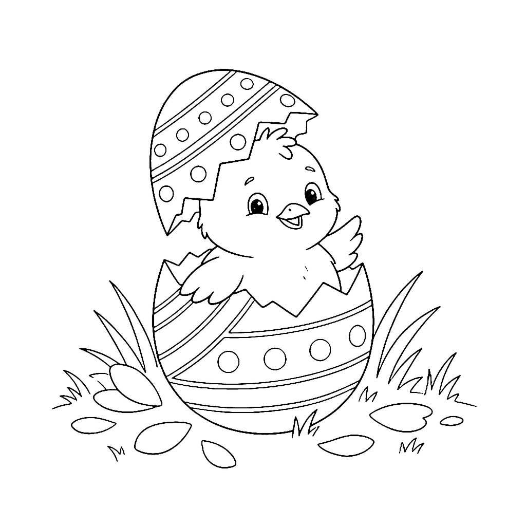Chick Egg Hatch coloring page outline