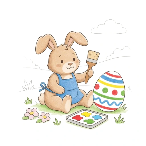 Bunny Egg Painting, colored example