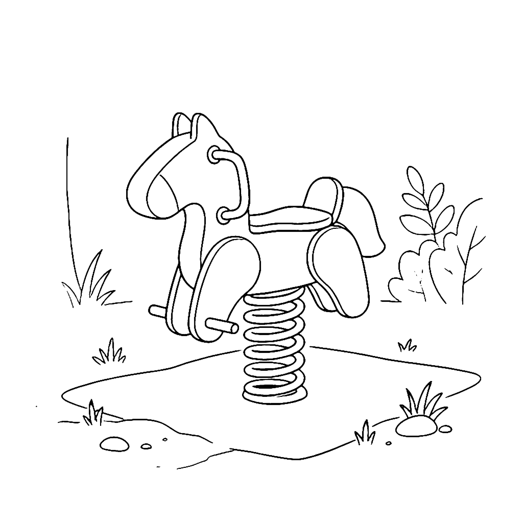 Spring Rider Horse coloring page outline