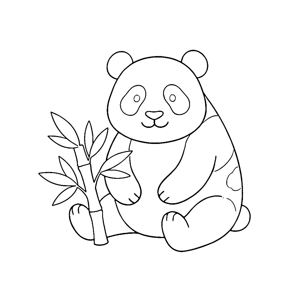 Panda coloring page: Panda Bamboo Sit, outline to print