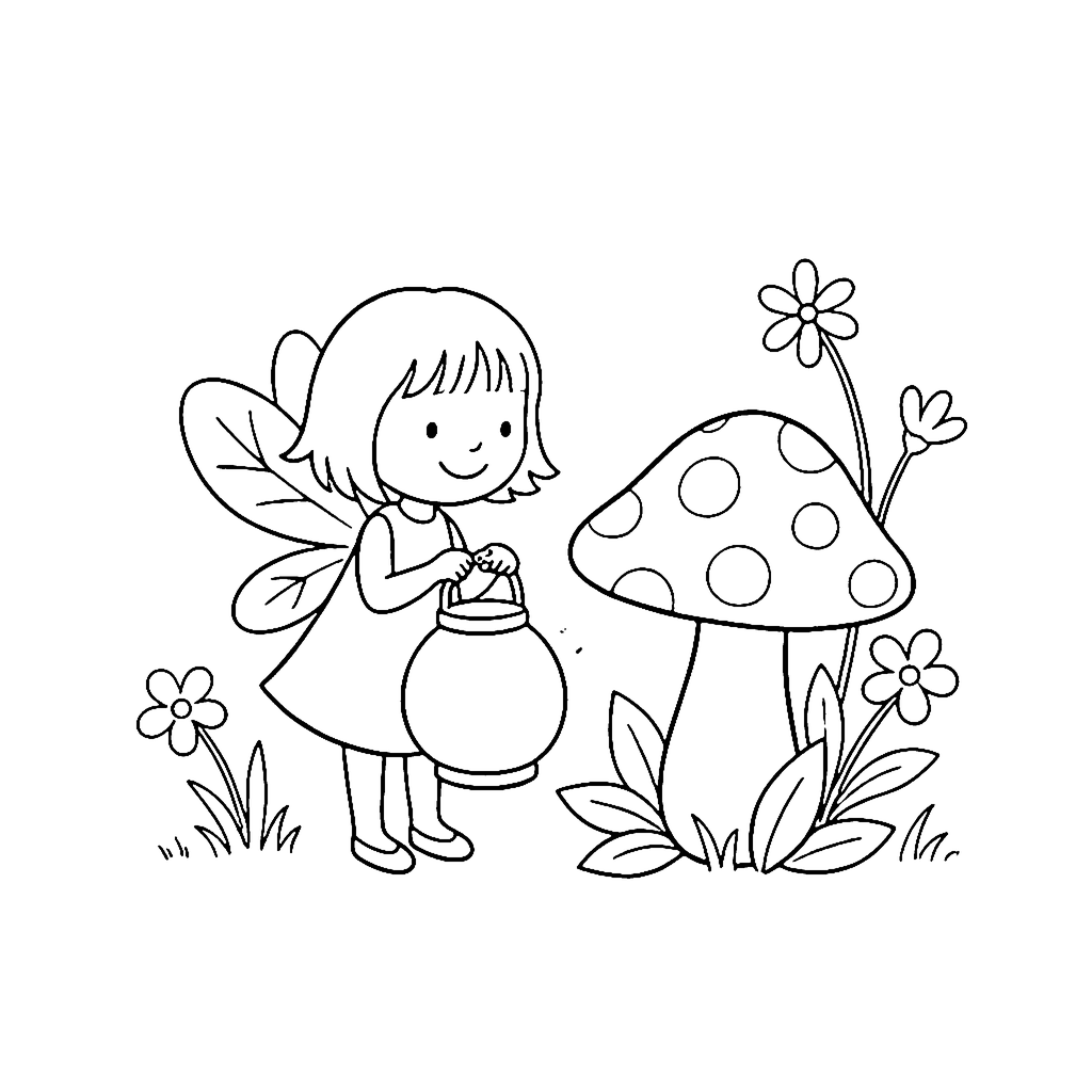 Garden Fairy Lantern coloring page outline