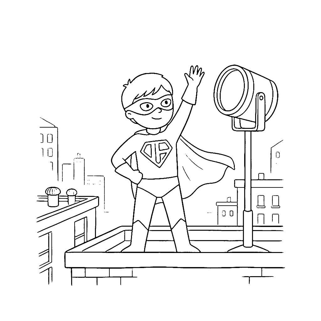 Rooftop Signal Hero coloring page outline