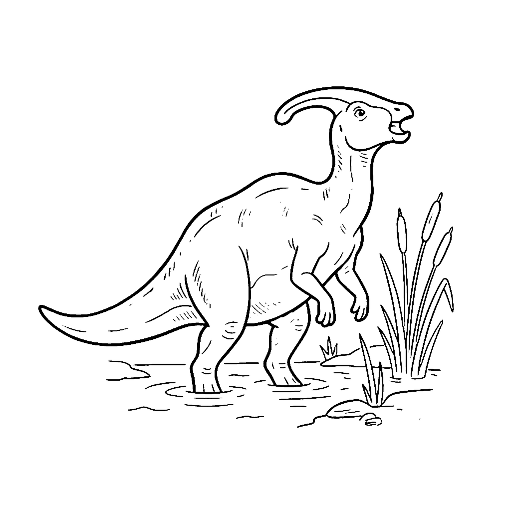 Parasaurolophus Reed Call coloring page outline