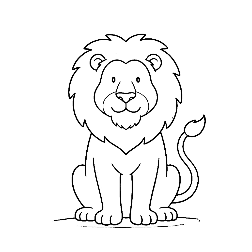 Lion coloring page: Lion Sitting Proud, outline to print