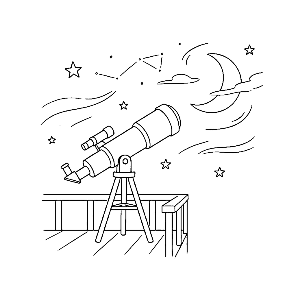 Starlight Telescope coloring page outline