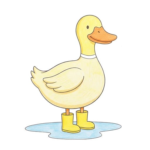 Duck coloring page: Duck In Boots, colored example