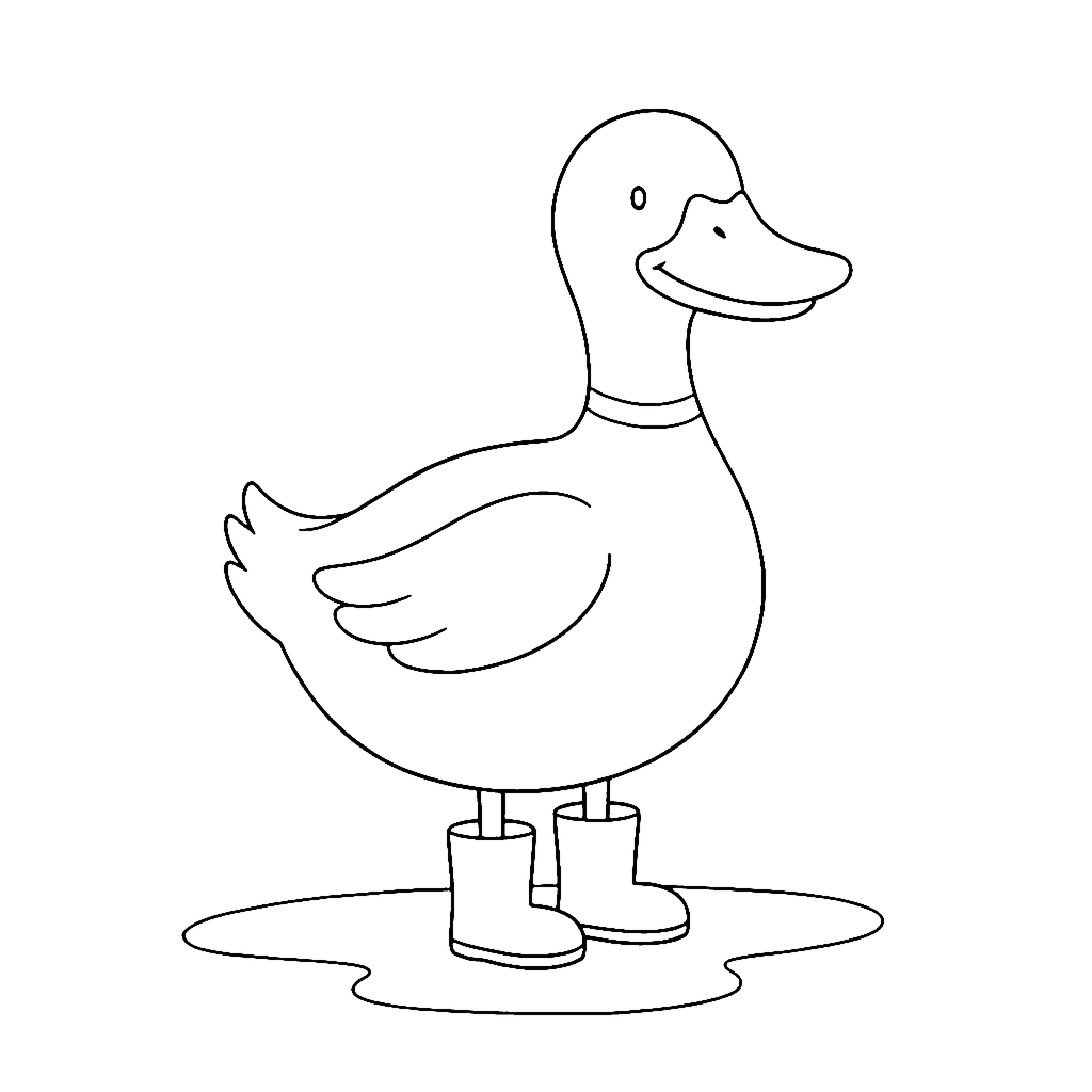 Duck coloring page: Duck In Boots, outline to print