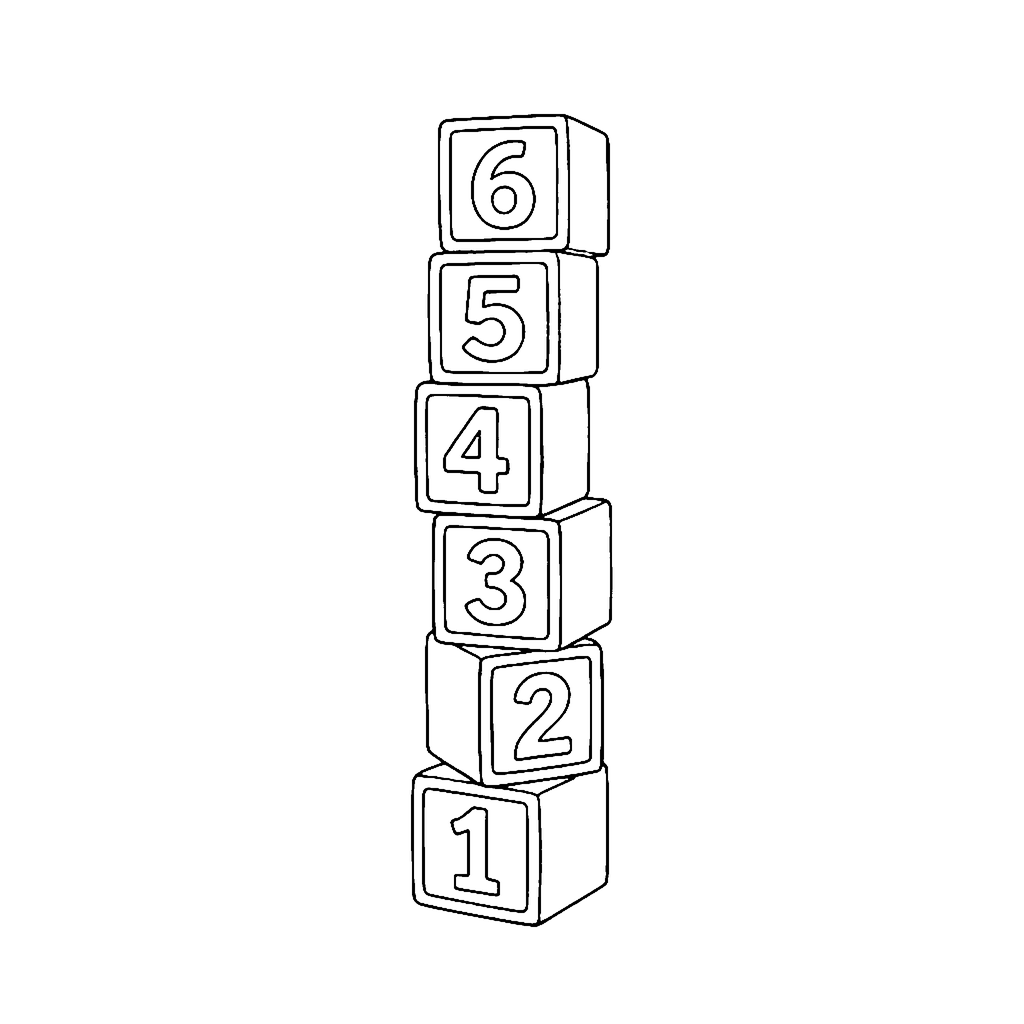 Number Block Tower coloring page outline