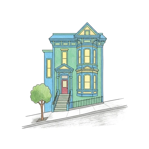 San Francisco Victorian, colored example