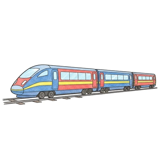 Train coloring page: High Speed Train, colored example