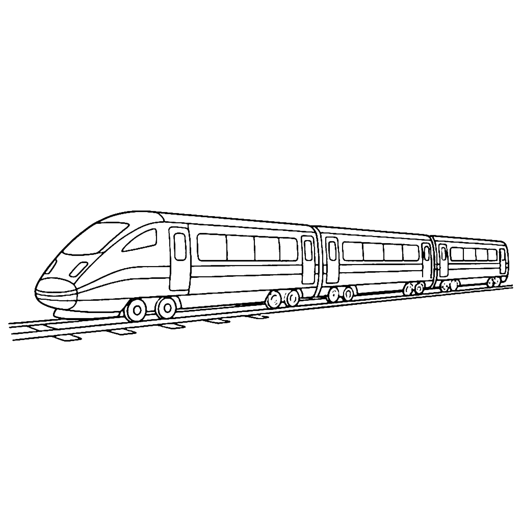 Train coloring page: High Speed Train, outline to print