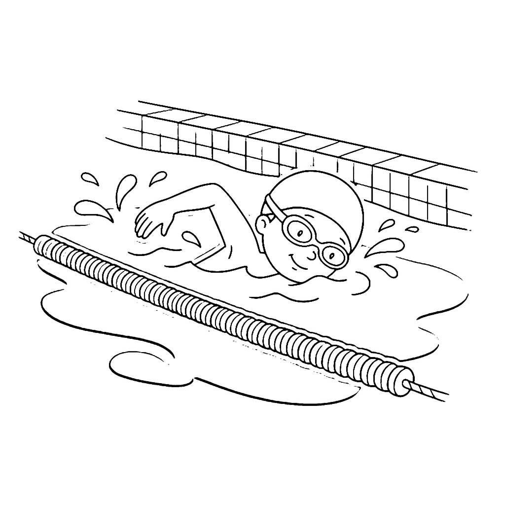 Pool Lap Swimmer coloring page outline