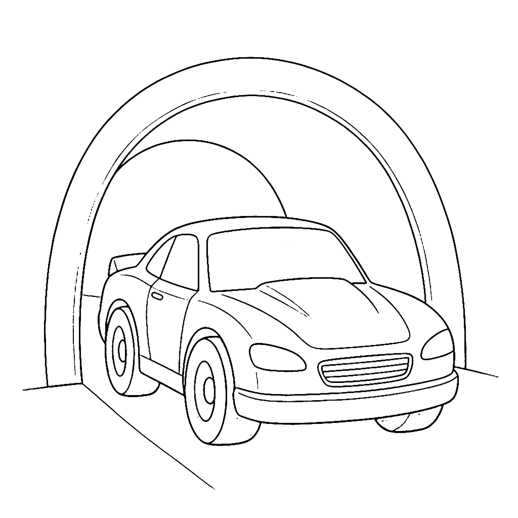 Sports Car coloring page: Racing Car Tunnel, outline to print