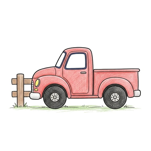 Pickup Truck coloring page: Pickup Truck Stop, colored example