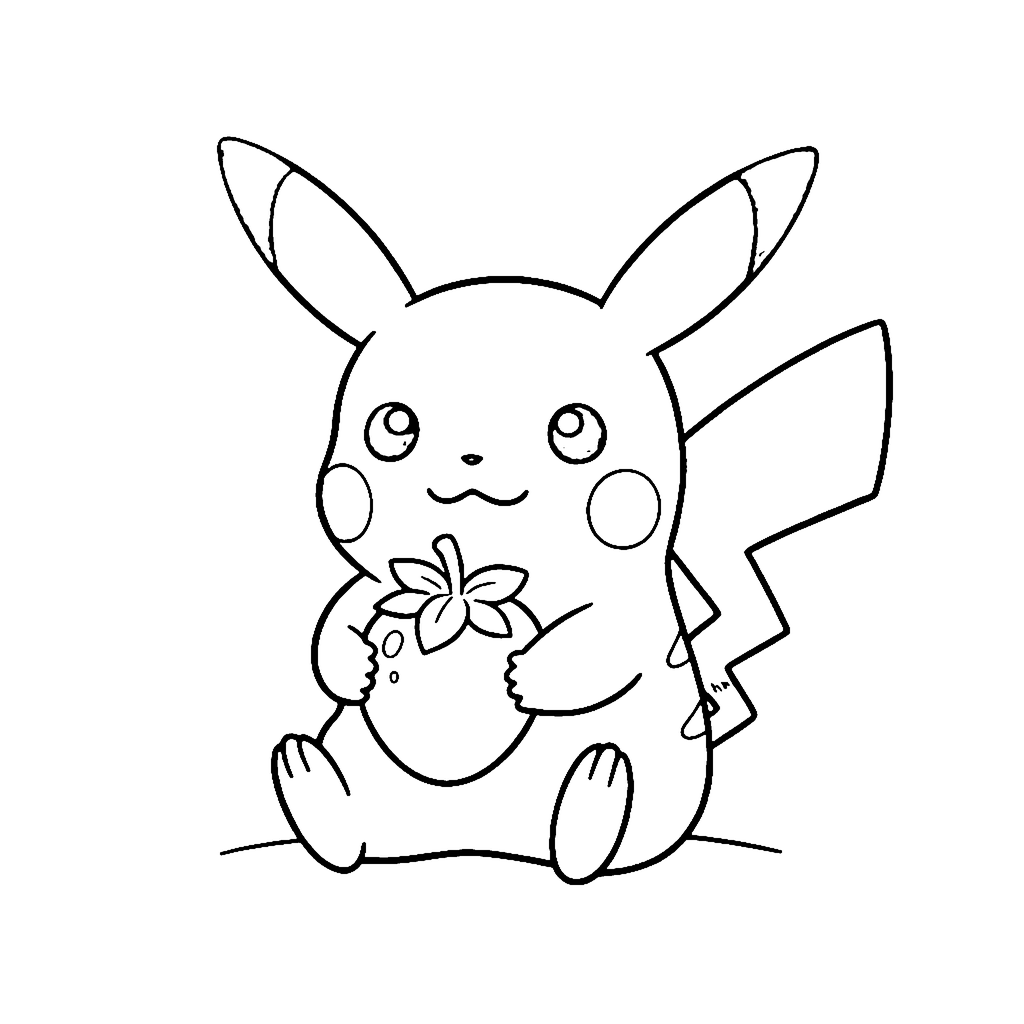 Mouse coloring page: Pikachu Picnic Pose, outline to print