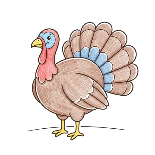 Turkey coloring page: Turkey Feather Fan, colored example