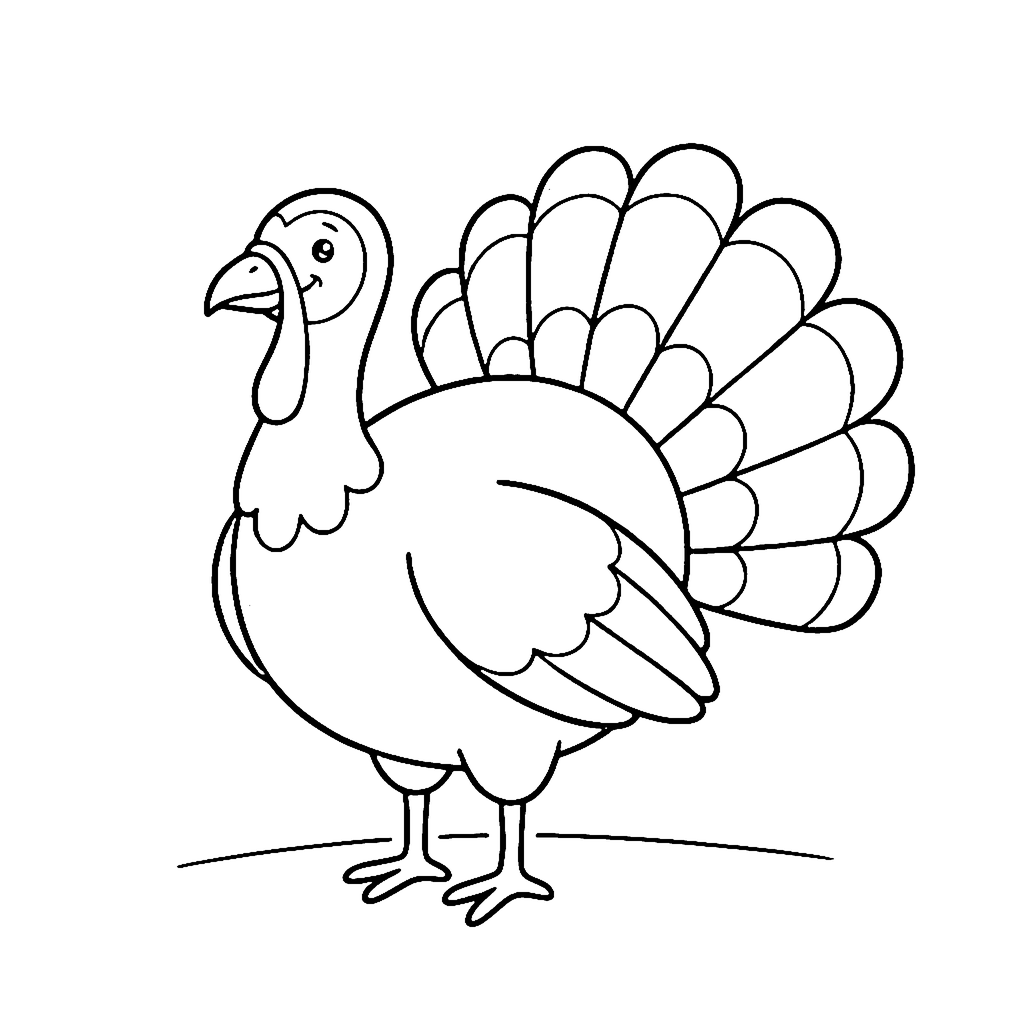 Turkey coloring page: Turkey Feather Fan, outline to print