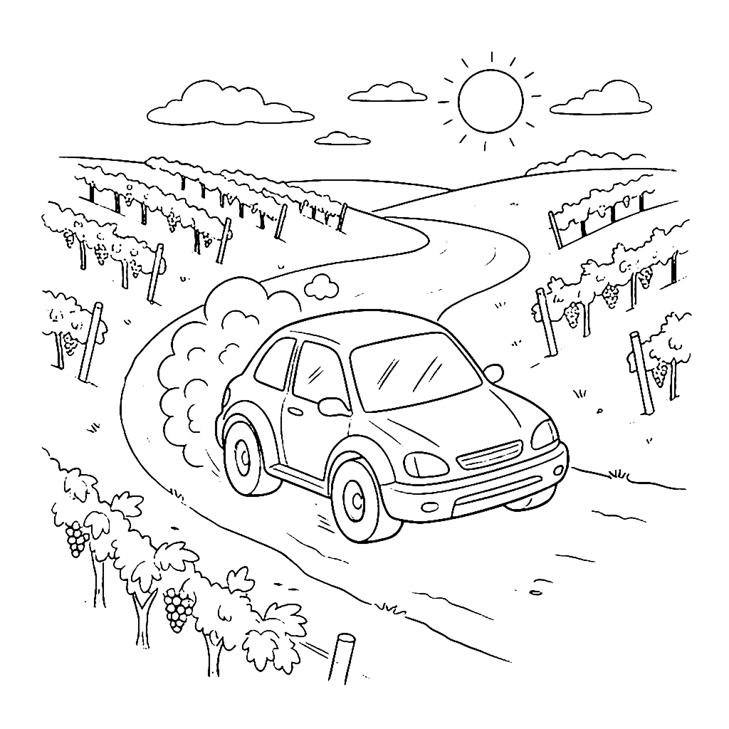 Vineyard Rally Turn coloring page outline