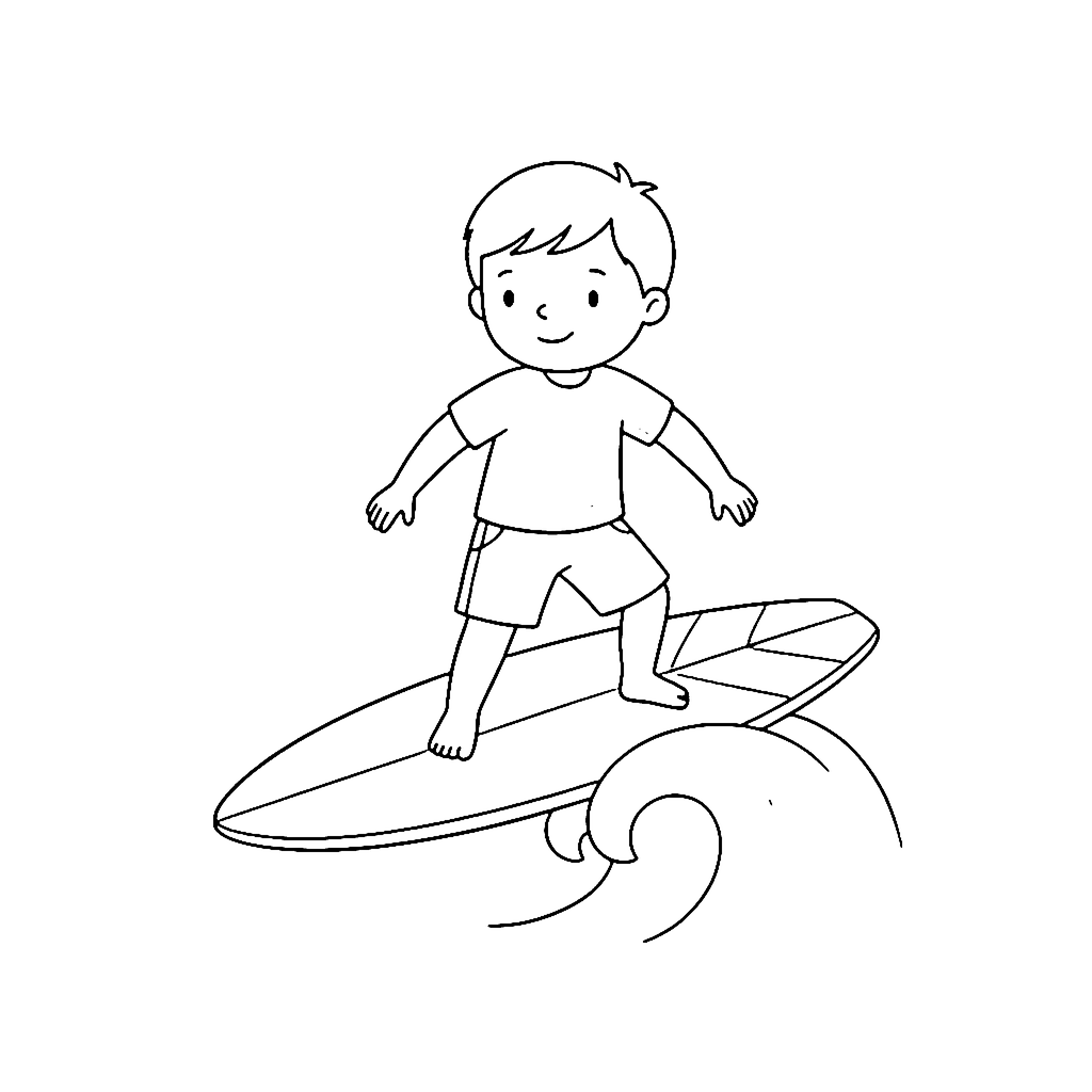 Surfer coloring page: Surfer Catching Wave, outline to print