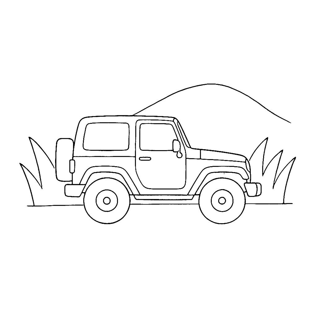 Jeep coloring page: Jeep Meadow Stop, outline to print