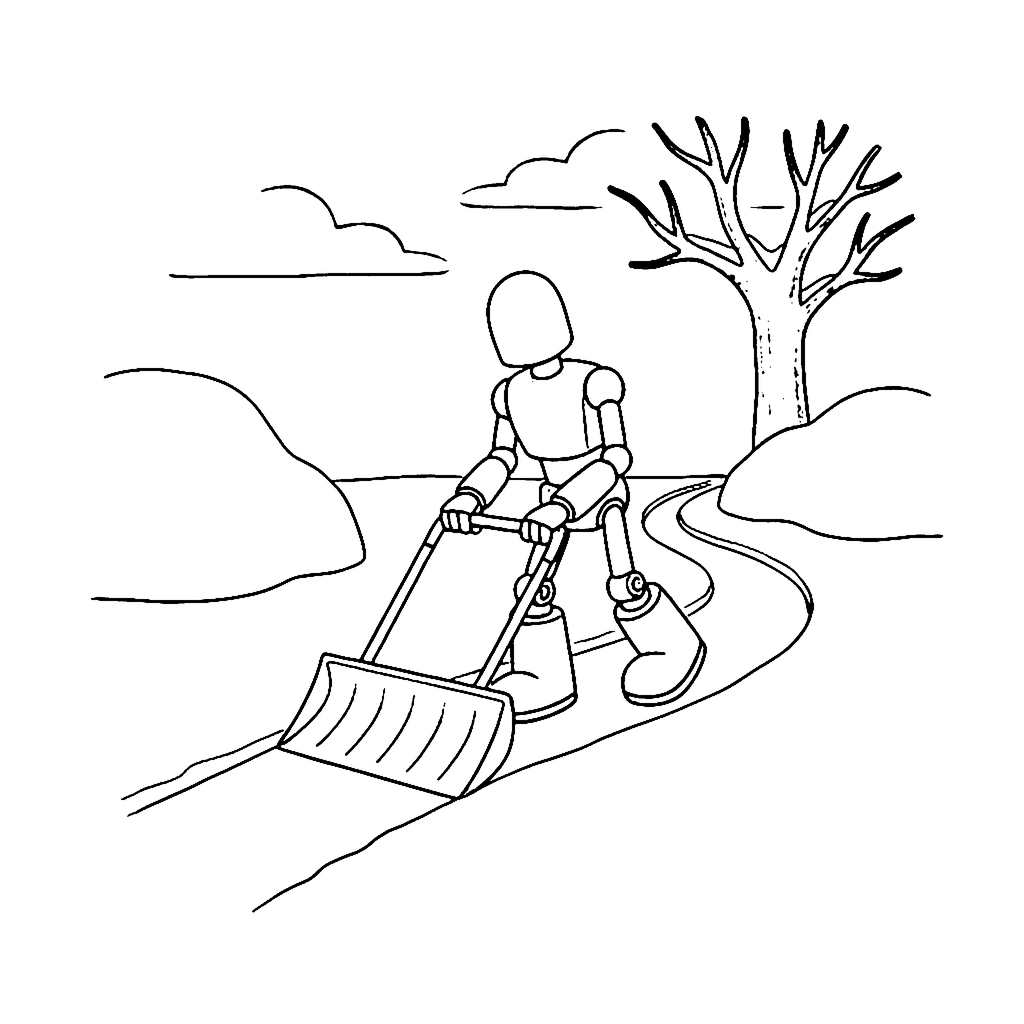 Robot Snow Plow coloring page outline