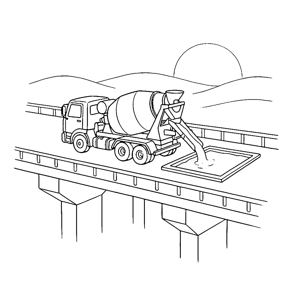 Bridge Deck Mixer coloring page outline