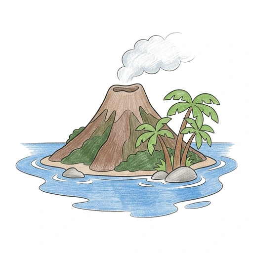 Volcano Island, colored example