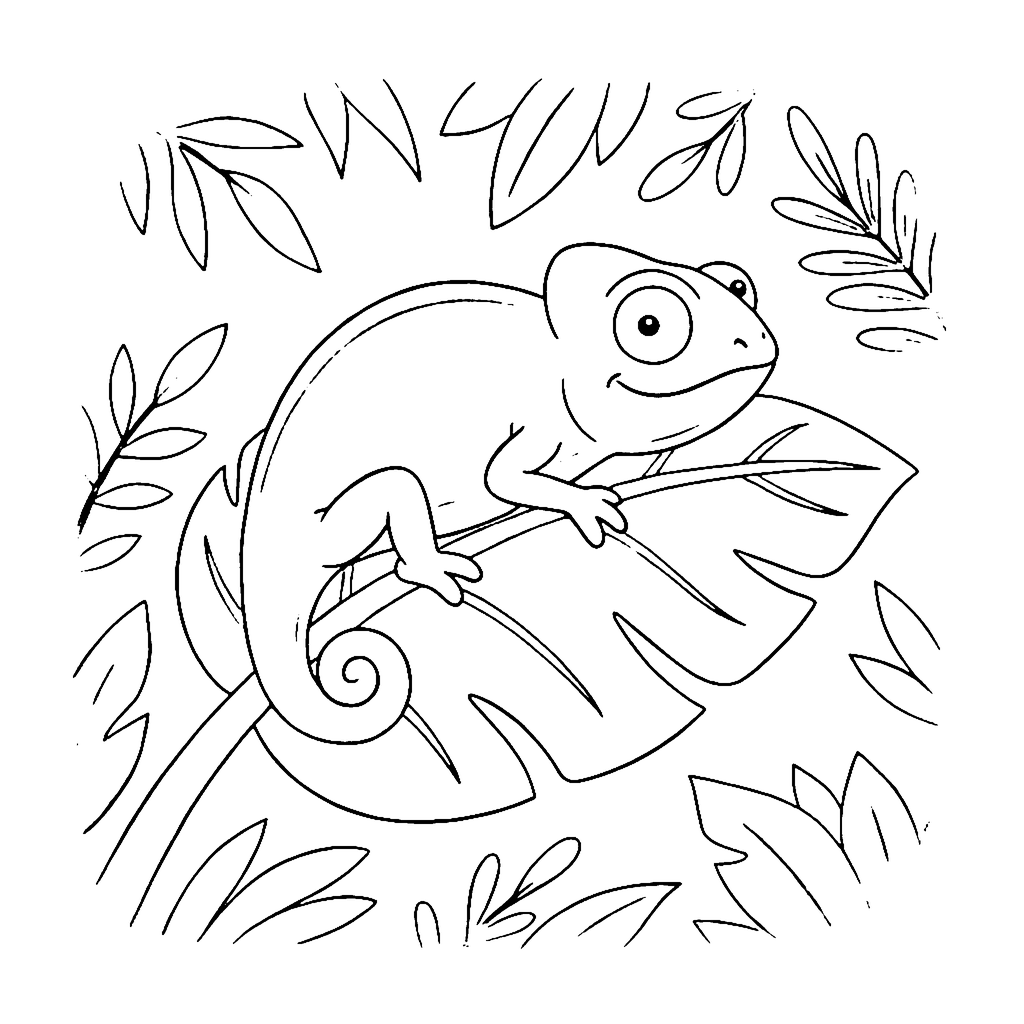 Chameleon Leaf Hideout coloring page outline