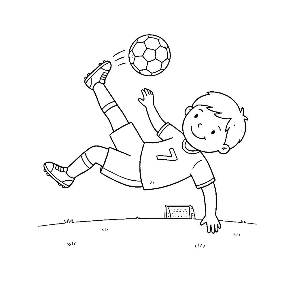 Soccer Bicycle Kick coloring page outline