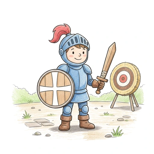 Knight Shield Practice, colored example