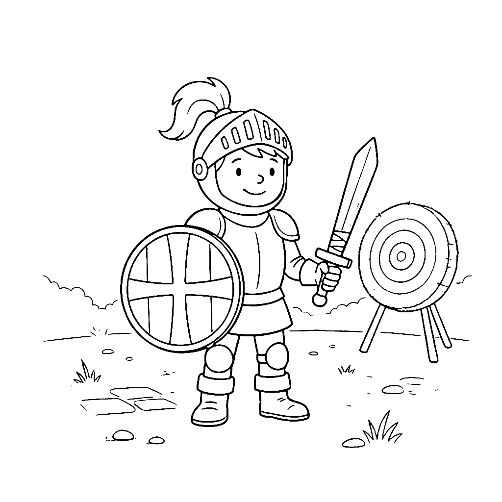 Knight Shield Practice coloring page outline