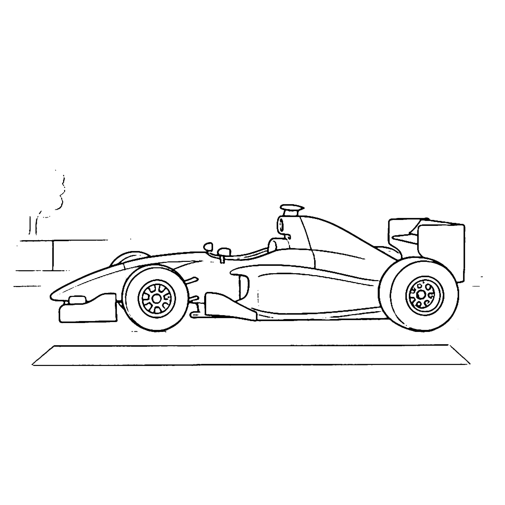 Racecar coloring page: F1 Pit Exit, outline to print