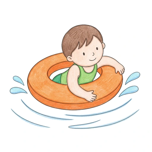 Swim Ring coloring page: Swim Ring Splash, colored example