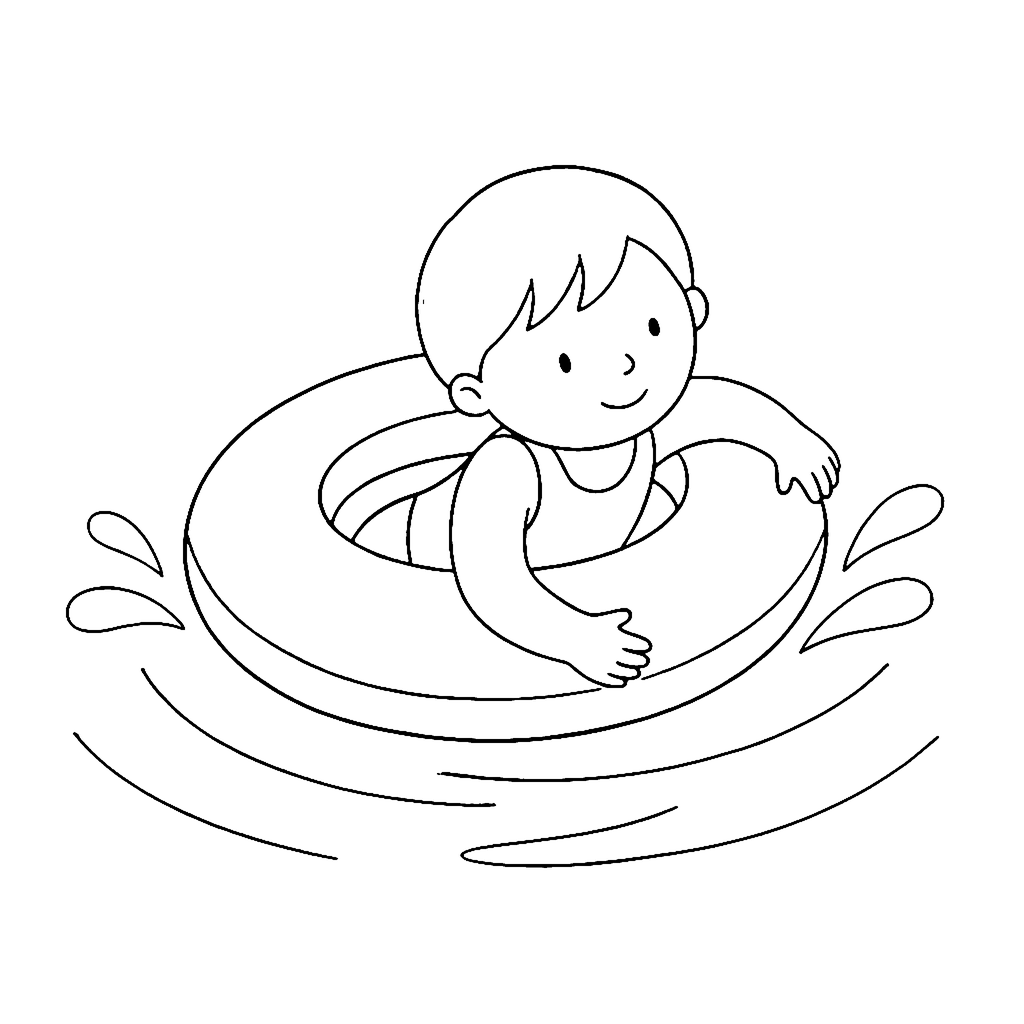 Swim Ring coloring page: Swim Ring Splash, outline to print