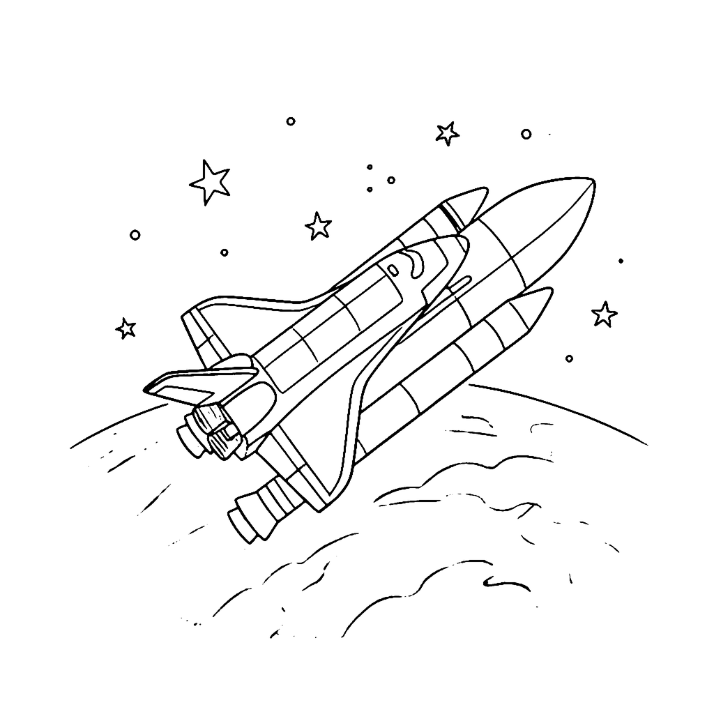 Shuttle Orbit View coloring page outline