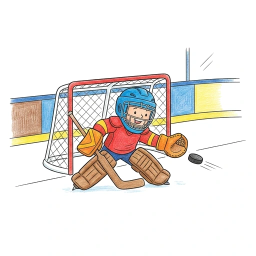 Hockey Goalie Save, colored example